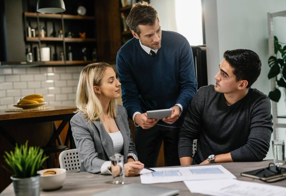 couple talking with business advisor