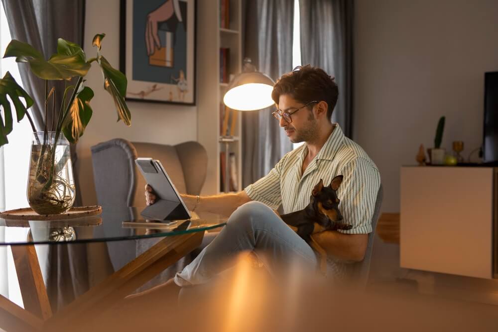 person using laptop